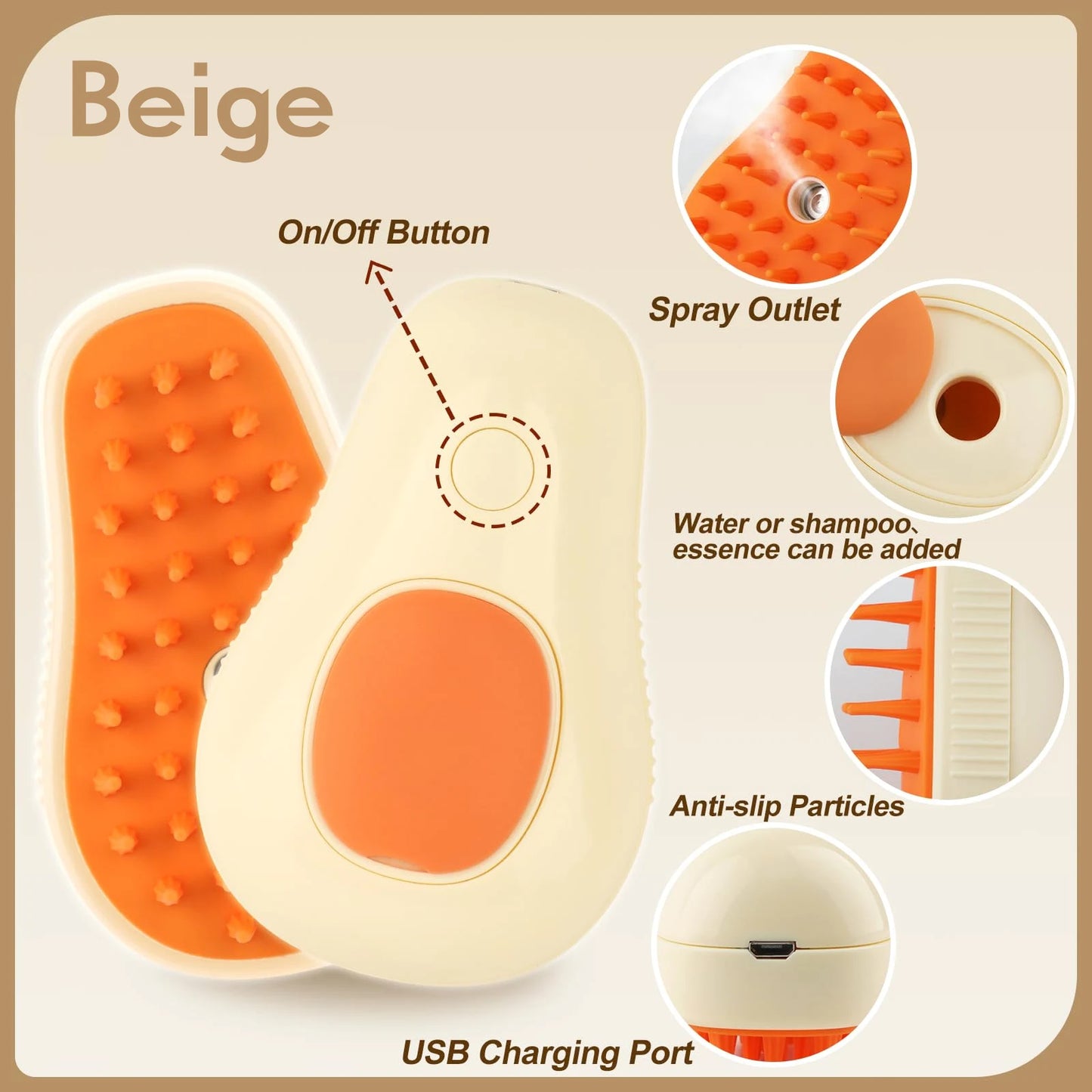 3-in-1 Pet Brush – Comb, massage, and remove loose hair.