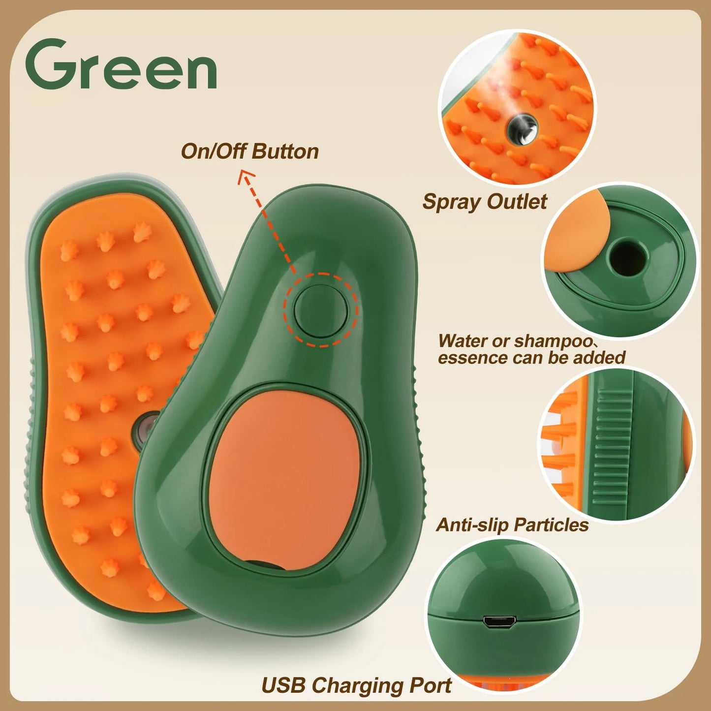 3-in-1 Pet Brush – Comb, massage, and remove loose hair.